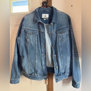 Betabrand Yoga Denim Jacket Size XXL Medium Wash Blue Heavyweight.